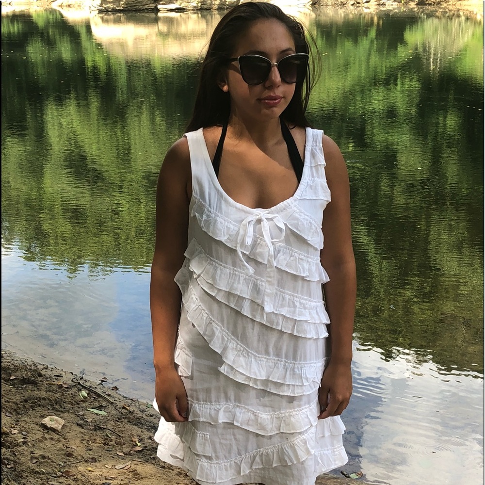J.Crew XS 100% Cotton white ruffle dress So Sweet!